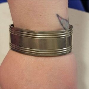 Vintage Colonial Pewter Cuff Bracelet By Boardman